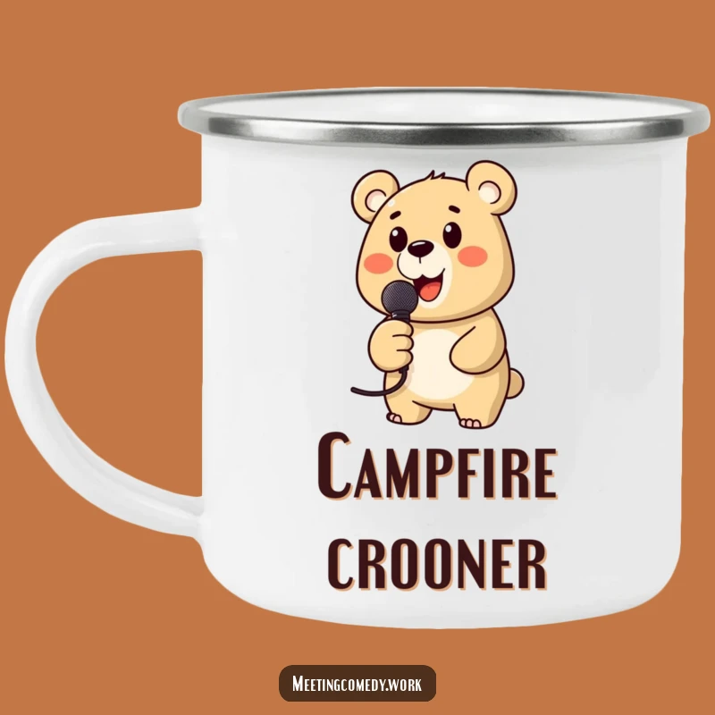 Funny Bear Microphone Camping Mug: Adventure Fuel for Your Voice, Hilarious Gift