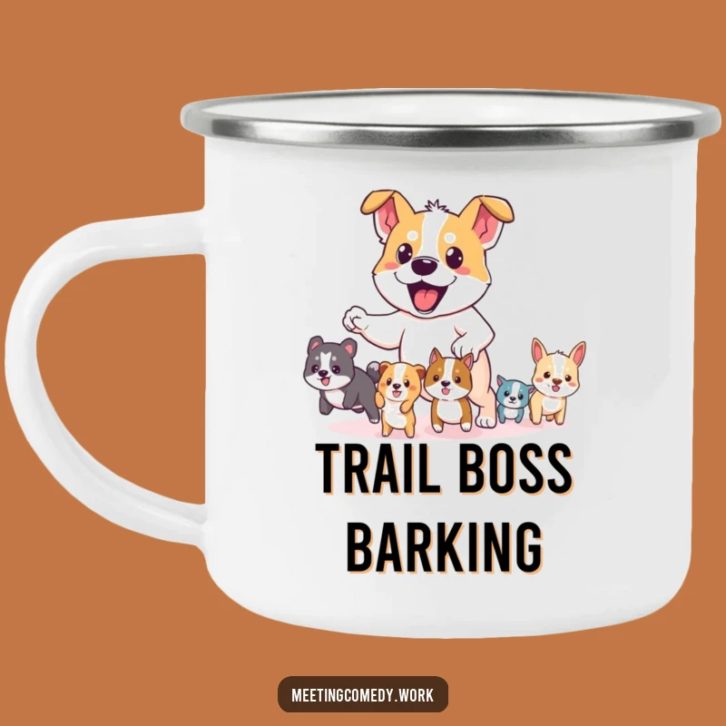 Funny Dog Leader Camping Mug: Brave Adventures, Pooch Power, Hilarious Gift