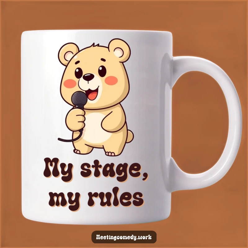 Funny Bear Microphone Mug: Cheerful Singer Gift for Aspiring Comedians and Performers