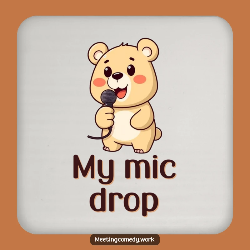 Funny Bear Microphone Drink Coaster: Protect Surfaces with Musical Humor, Gift