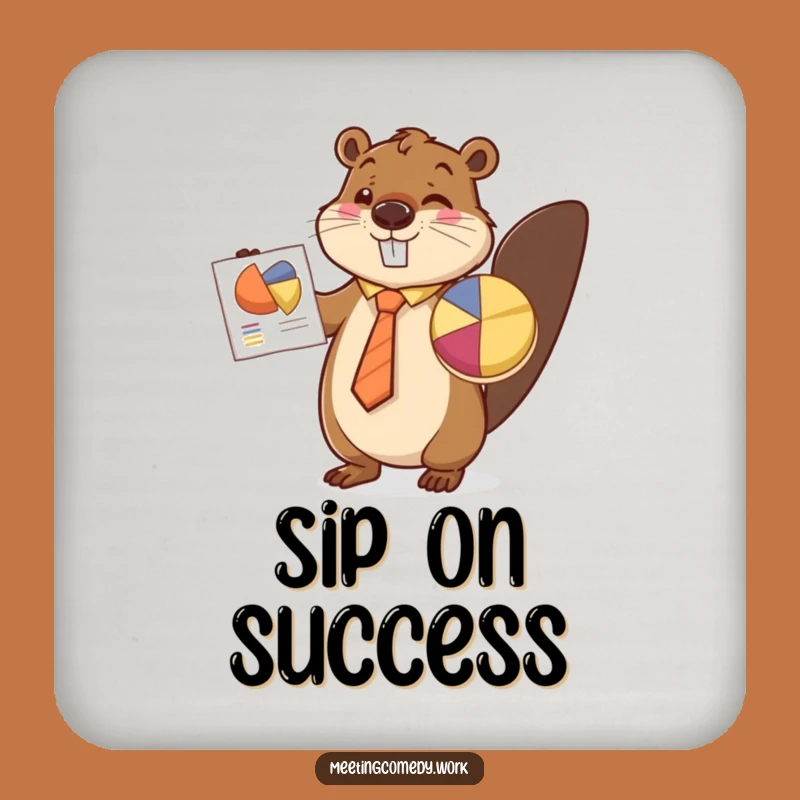 Funny Beaver Pie Chart Drink Coaster - Protect Surfaces Hilariously