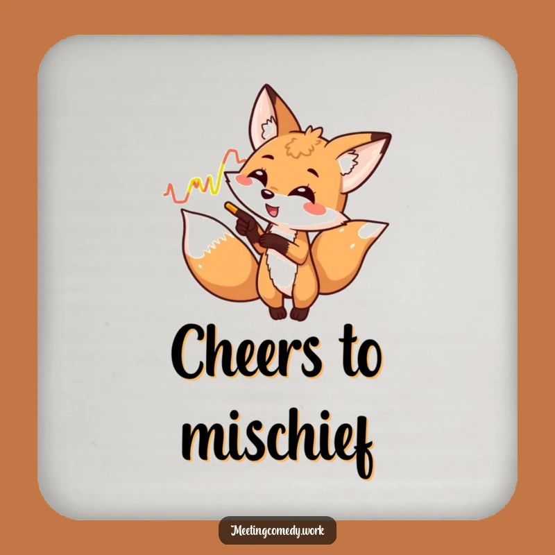 Funny Fox Graph Drink Coaster - Protect Surfaces with Cleverness