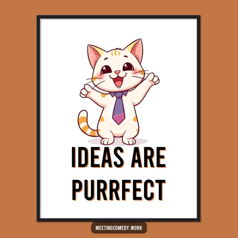 Funny Cat Tie Whiteboard Poster: Add Smart Pointers to Your Walls!