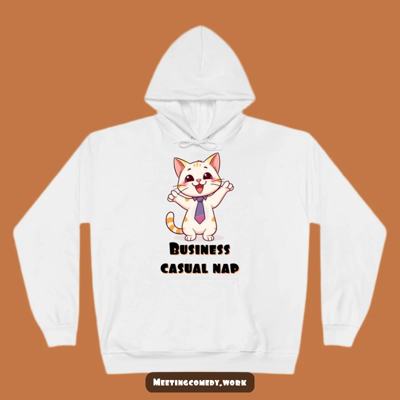 Funny Cat Tie Hoodie: Stay Cozy & Smart with this Feline Professional Wear!