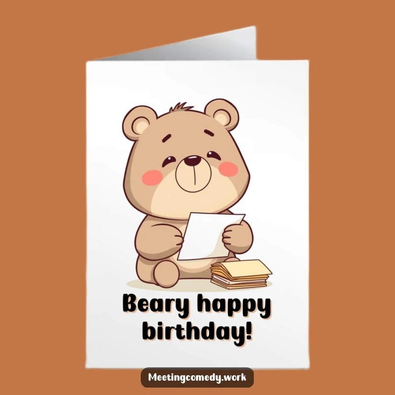 Free Printable Bear Paper Birthday Card: Funny Downloadable Gift for Organizers