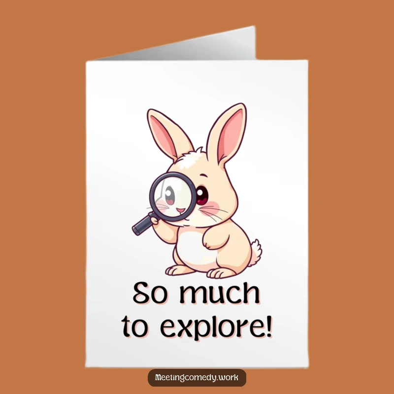 Free Printable Congrats Card: Curious Rabbit, Magnifying Glass, Funny Downloadable Greeting for Success