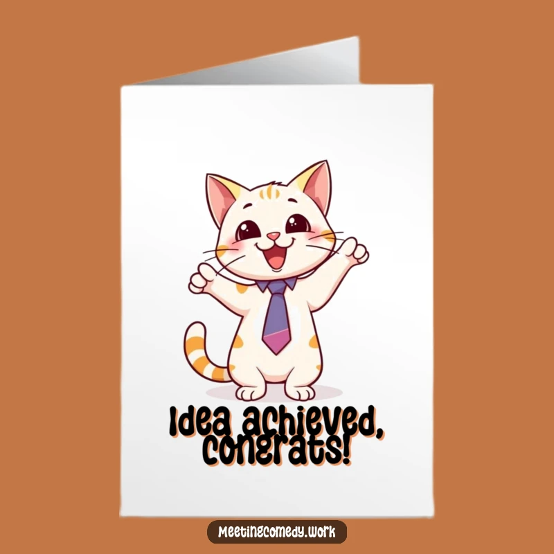 Funny Free Printable Congrats Card: Cat in Tie Points to Your Awesome Success