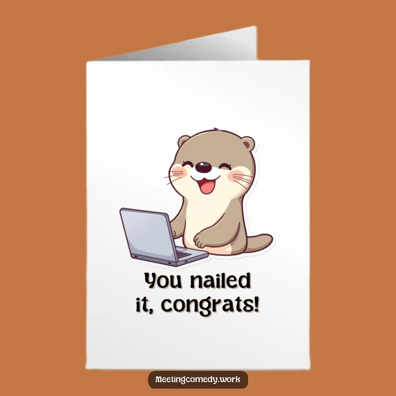 Free Printable Otter Laptop Congrats Card: Funny Downloadable Gift for High Fives