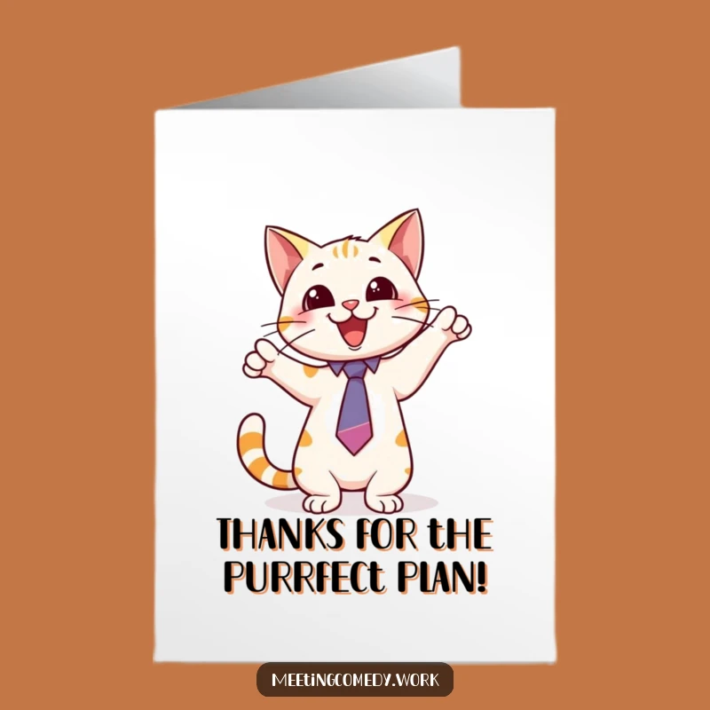 Dapper Free Printable Thank You Card: Cat in Tie Points to Gratitude