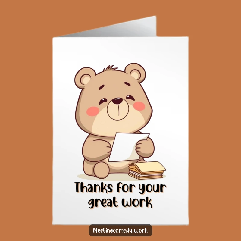 Free Printable Bear Paper Thank You Card: Funny Downloadable Gift for Helpfulness