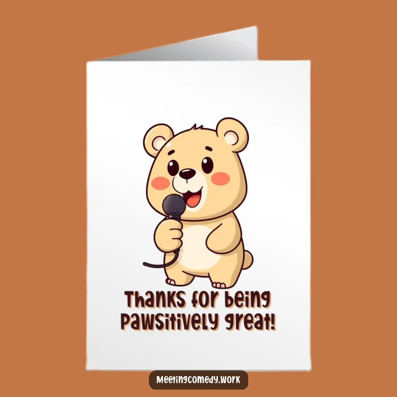 Free Printable Funny Thank You Card: Singing Bear Microphone, Heartfelt Downloadable Gratitude for Anyone