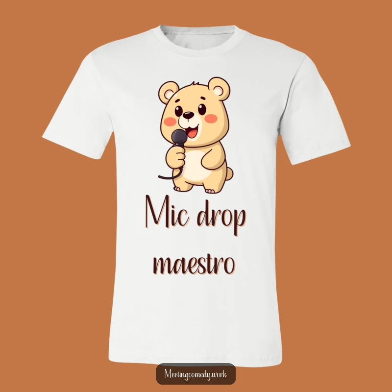 Funny Bear Microphone T-Shirt: Cheerful Performer Tee, Hilarious Gift for Music Lovers